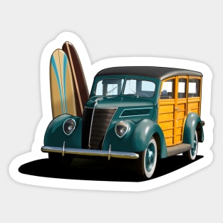 1937 Ford Woody Station Wagon in teal Sticker